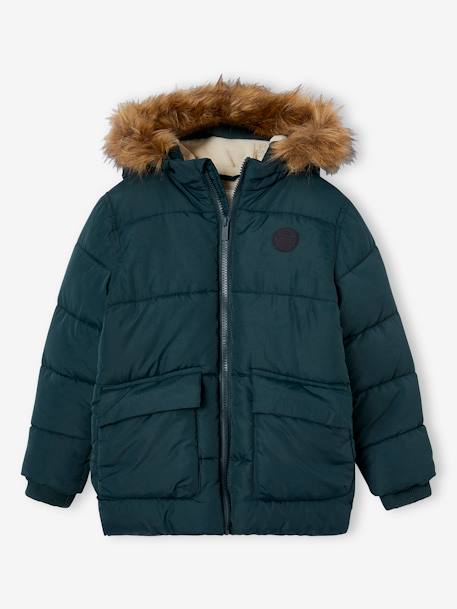 Jungen Jacke & Handschuhe mit Recyclingmaterial blau+braun+tannengrün 19