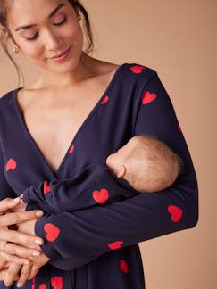 Umstandsmode-Nachtwäsche & Homewear-Bio-Kollektion: Geschenk-Set: Umstands-Nachthemd, Baby Body & Beutel ENVIE DE FRAISE