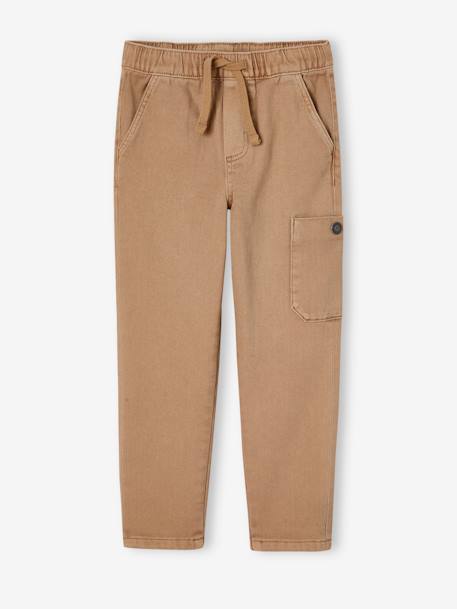 Jungen Cargohose mit Dehnbund, Bundweite verstellbar karamell+petrol 2