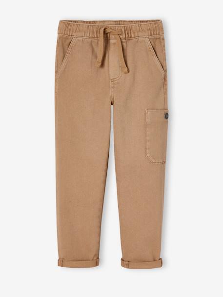 Jungen Cargohose mit Dehnbund, Bundweite verstellbar karamell+petrol 1