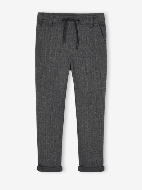 Jungen Stoffhose mit Fischgrätmuster grau+nachtblau 1