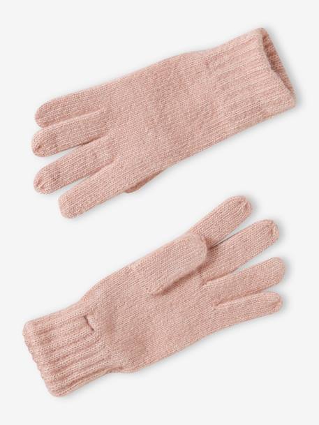 Mädchen-Set aus Strick: Mütze, Rundschal & Handschuhe pudrig rosa 3