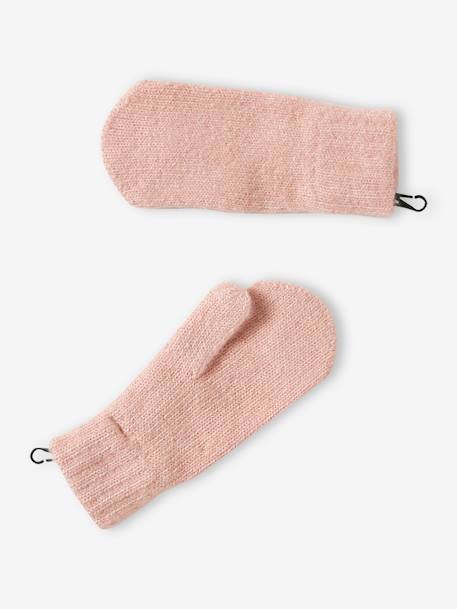 Mädchen-Set aus Strick: Mütze, Rundschal & Handschuhe pudrig rosa 5