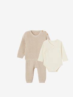 Babymode-Unisex Baby-Set: Pullover, Strickhose & Wickelbody