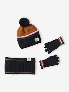 Jungen-Set: Mütze, Rundschal & Handschuhe, Streifen  [numero-image]