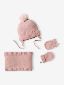 Babymode-Accessoires-Mädchen Baby-Set: Mütze, Rundschal & Fäustlinge BASICS