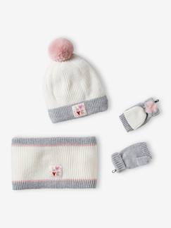 Maedchenkleidung-Accessoires-Mädchen-Set: Mütze, Rundschal & 2-in-1-Handschuhe LOVE