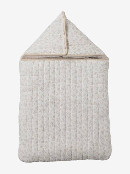 Warmer Baby Ausfahrsack aus Webpelz & Musselin beige bedruckt/hygge 1