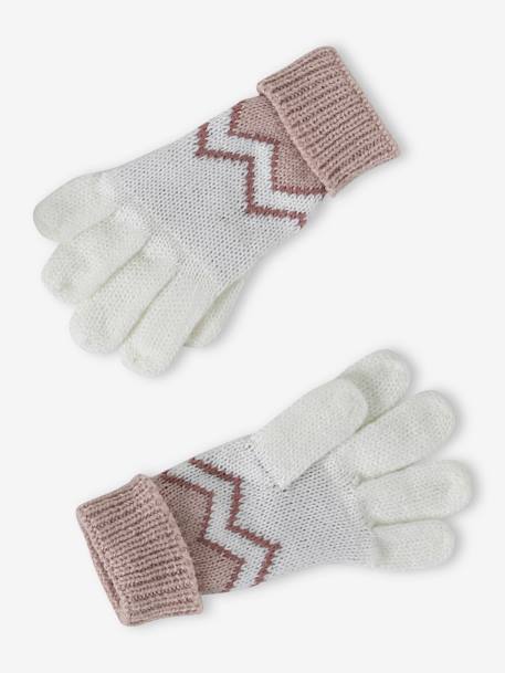 Mädchen Weihnachts-Geschenkset: Mütze, Rundschal & Handschuhe aus Jacquardstrick pudrig rosa 9