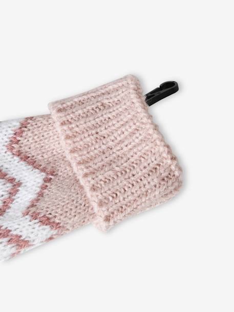 Mädchen Weihnachts-Geschenkset: Mütze, Rundschal & Handschuhe aus Jacquardstrick pudrig rosa 4