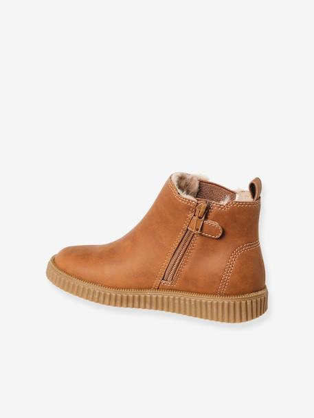 Warme Mädchen Chelsea-Boots mit Reißverschluss braun 3