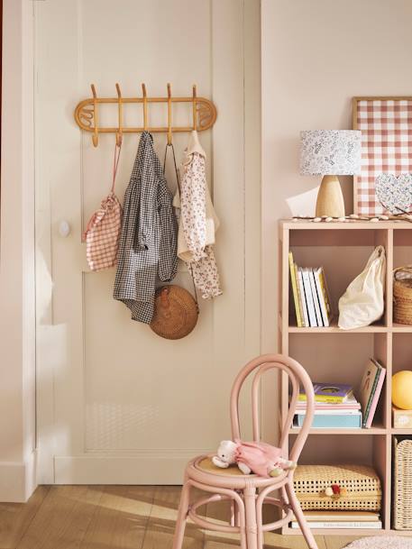 Kinderzimmer Wandgarderobe aus Rattan, 5 Haken natur 1