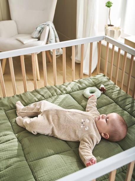 Baby Spieldecke/ Laufstalleinlage Oeko-Tex graubeige+ocker+olivgrün 16