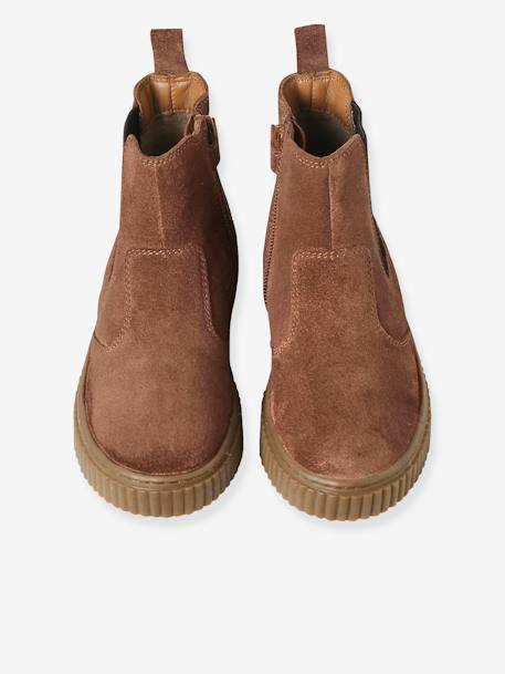 Kinder Chelsea-Boots aus Leder, Gummizug und Reißverschluss camel 4