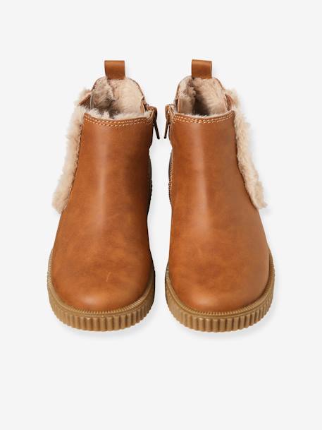 Warme Mädchen Chelsea-Boots mit Reißverschluss braun 4