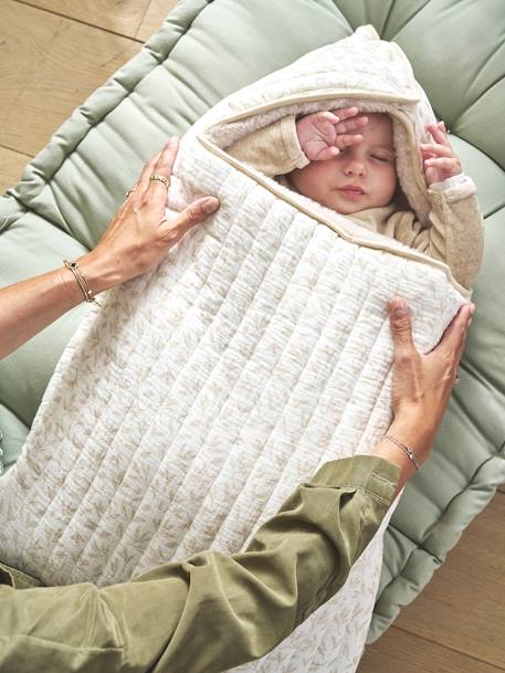 Warmer Baby Ausfahrsack aus Webpelz & Musselin beige bedruckt/hygge 3