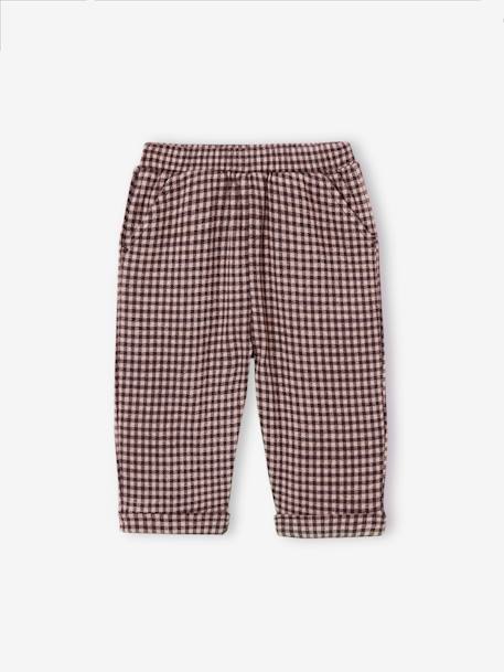 Baby Flanellhose mit Karomuster braun kariert 1