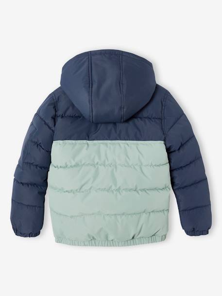 Jungen Steppjacke mit Kapuze, Recycling-Polyester hellbraun+marine+salbeigrün 20