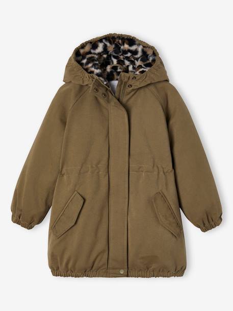 Mädchen Winterjacke mit Kapuze, Wattierung Recycling-Polyester grün+khaki+rosenholz+schwarz 1