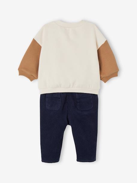 Baby-Set: Sweatshirt & Cordhose vanille+wollweiß 4