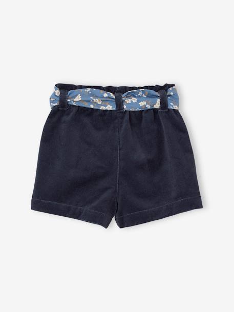 Baby Samt-Shorts mit geblümtem Bindegürtel marine 2