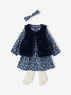 Babymode-Baby-Set: Kleid, Weste, Haarband & Strumpfhose