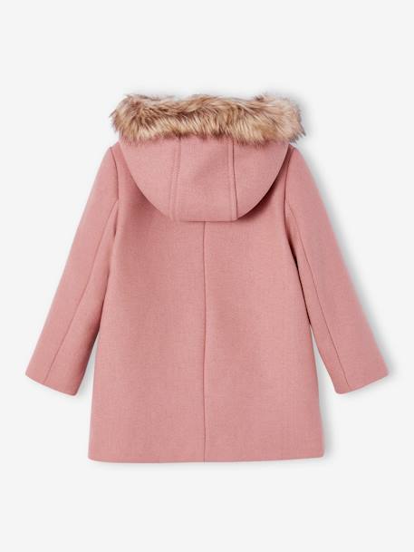 Mädchen Dufflecoat mit Kapuze & Knebelknöpfen blush+camelfarben 2