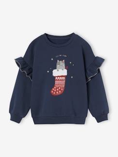 -Mädchen Sweatshirt mit Glitzerkatze und Recycling-Polyester