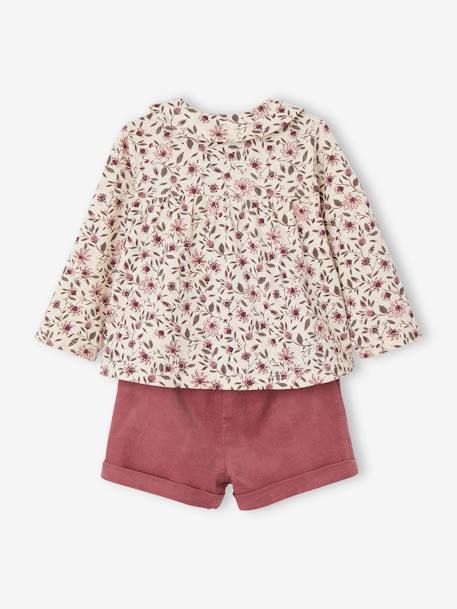 Mädchen Baby-Set: Shirt, Shorts & Haarband Oeko-Tex dunkelgrün+dunkelviolett 14