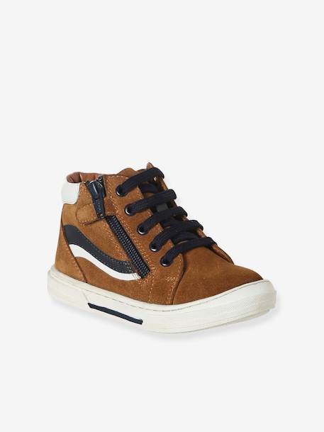 Jungen High-Sneakers aus Leder mit Reißverschluss braun 2