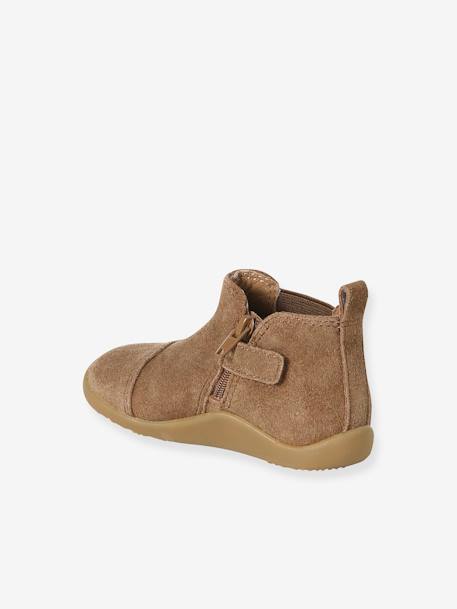 Weiche Baby Leder-Boots mit Reißverschluss und Gummizug camel+marine 3