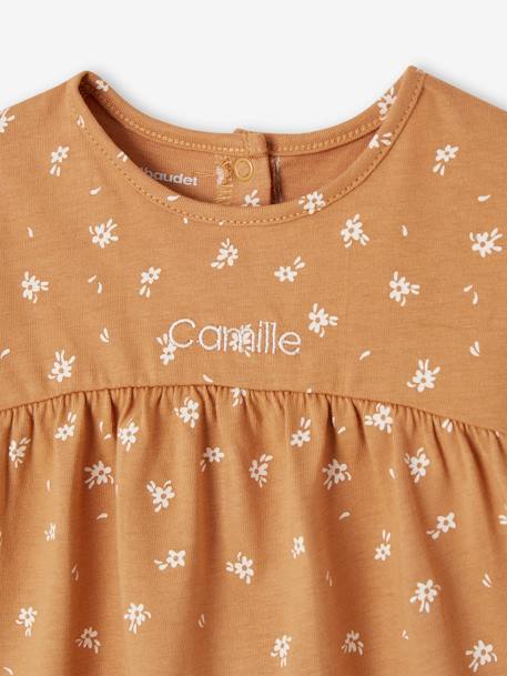 Baby Shirt mit Print aus Bio-Baumwolle, personalisierbar hellbraun+salbeigrün+vanille 2