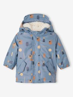 Babymode-Baby Regenjacke mit Teddyfleecefutter und Recycling-Polyester