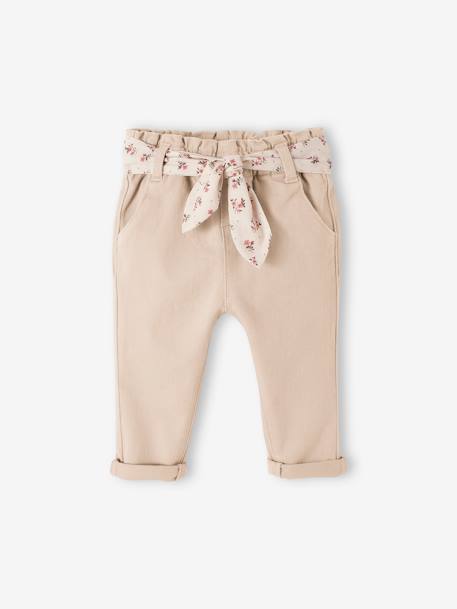 Baby Hose mit Stoffgürtel altrosa+beige+graugrün 5