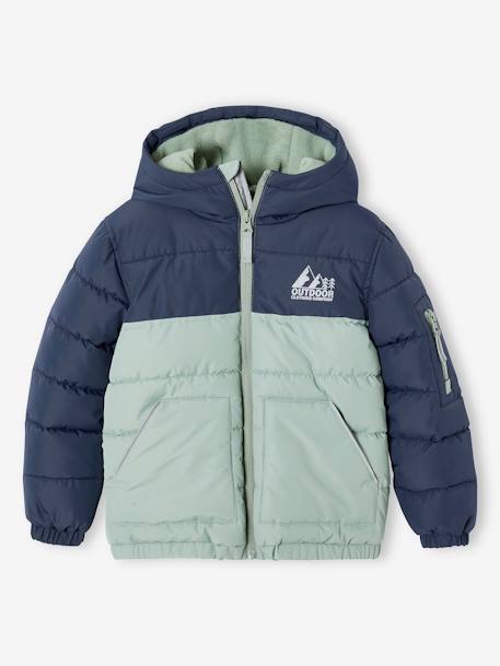 Jungen Steppjacke mit Kapuze, Recycling-Polyester hellbraun+marine+salbeigrün 18