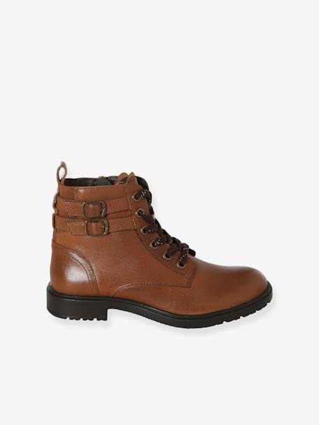 Mädchen Schnürboots aus Leder braun+schwarz 2