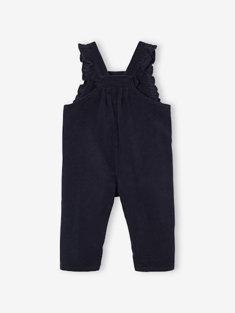 Mädchen Baby Cord-Latzhose mit Volants pflaume+schieferblau 6