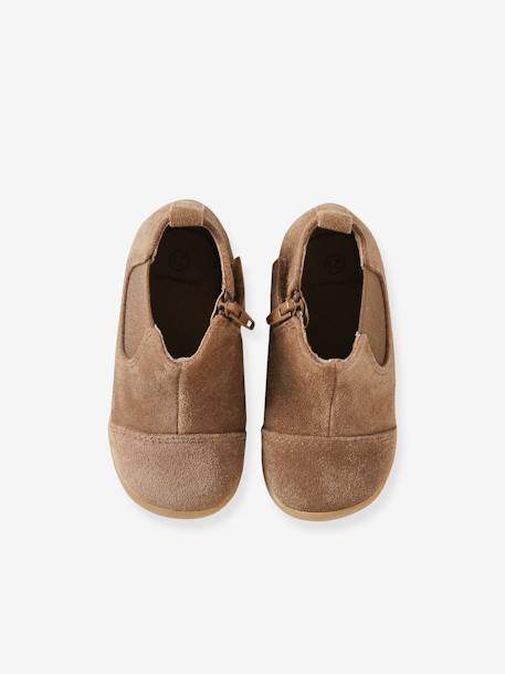 Weiche Baby Leder-Boots mit Reißverschluss und Gummizug camel+marine 4