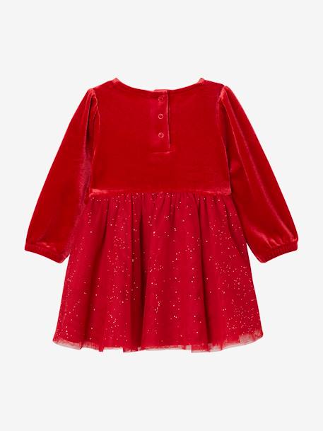 Baby Weihnachts-Geschenkset: Kleid mit Glitzertüll & Haarband BASIC rot 2