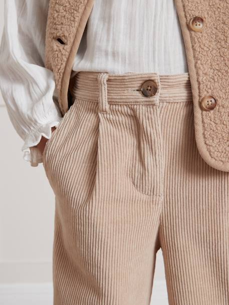 Weite Mädchen Cordhose CYRILLUS beige+marine 4