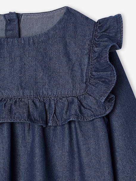 Mädchen Volantkleid aus Light-Denim dunkel blau 3