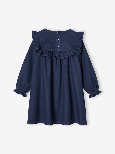 Mädchen Volantkleid aus Light-Denim dunkel blau 2