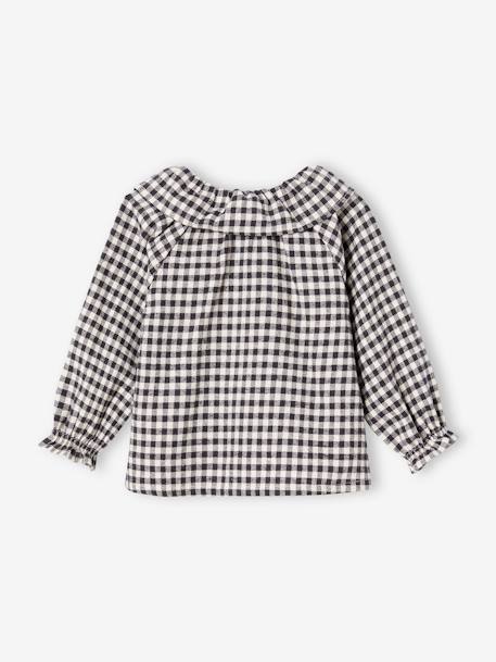 Mädchen Baby Bluse mit Vichykaro und Kragen schwarz kariert 4