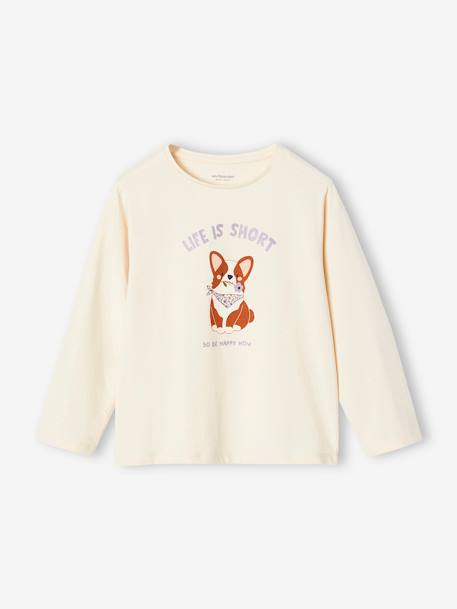 Mädchen Shirt mit Hundeprint und Recycling-Baumwolle vanille 1