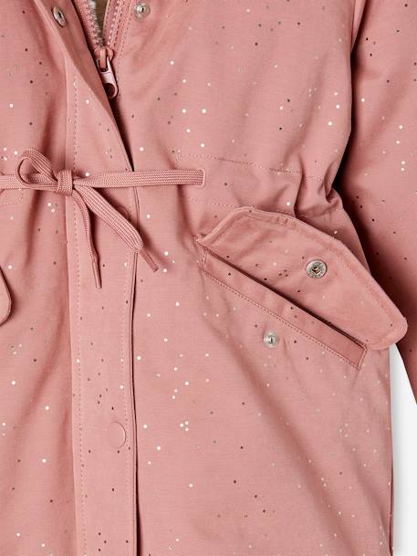 Warme Mädchen Winterjacke mit Glitzer und Webpelz, Recycling-Wattierung blush+smaragdgrün 5