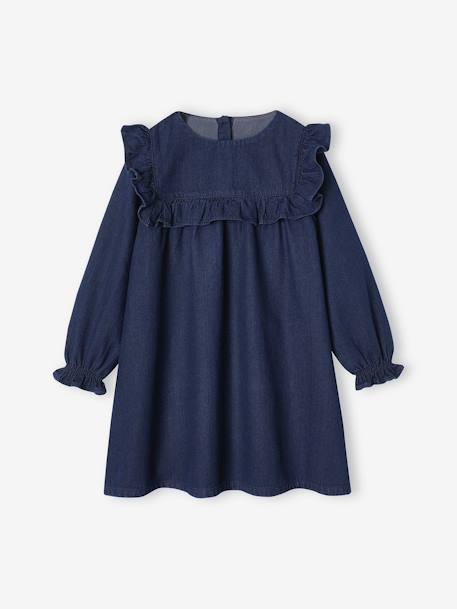 Mädchen Volantkleid aus Light-Denim dunkel blau 1