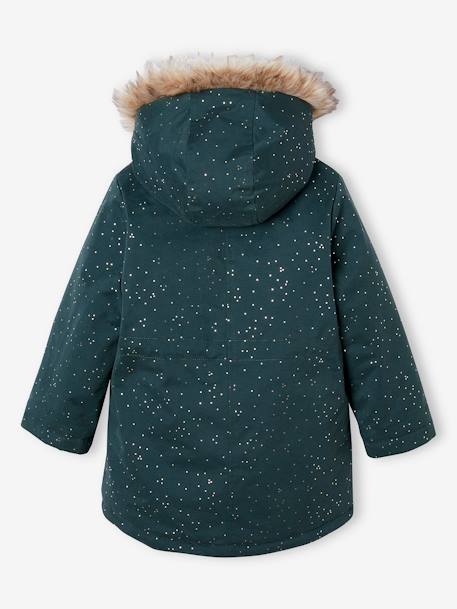 Warme Mädchen Winterjacke mit Glitzer und Webpelz, Recycling-Wattierung blush+smaragdgrün 11