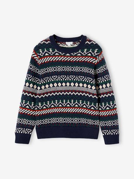 Jungen Jacquard-Strickpullover mit Rundhals Oeko-Tex nachtblau 2