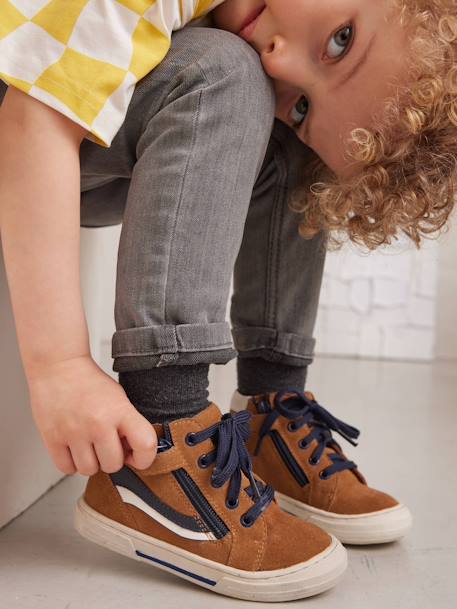 Jungen High-Sneakers aus Leder mit Reißverschluss braun 8