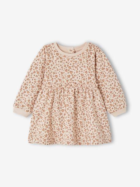 Mädchen Baby Sweatkleid beige golden+nachtblau+puder 14